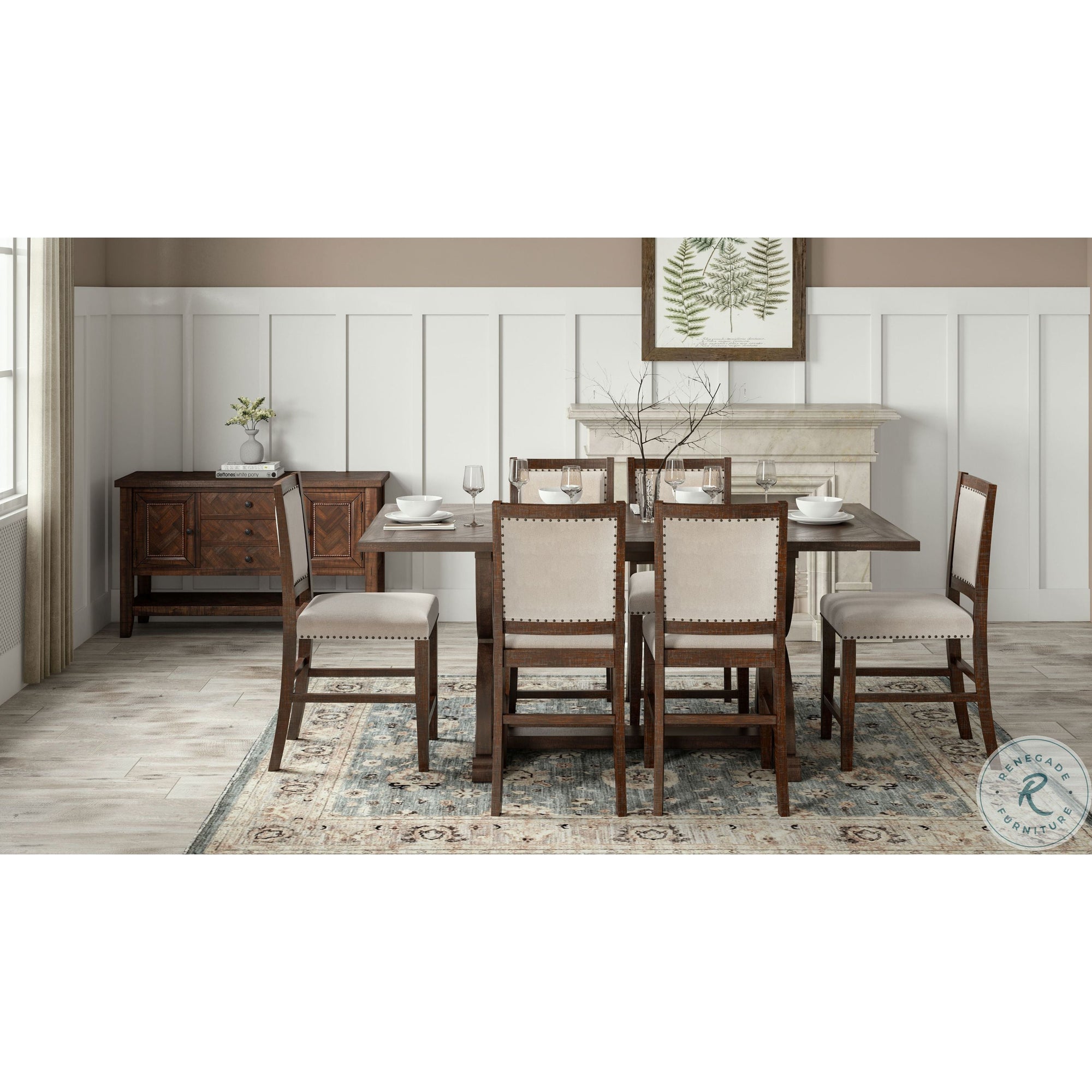 Chevron Oak 7-Piece Extendable Dining Set