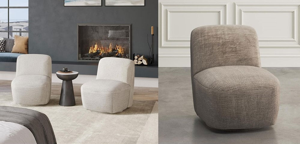 Josie Swivel Accent Chair in Mink or Snow