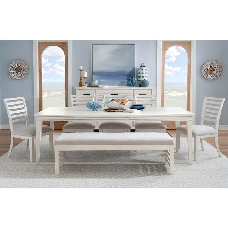 Coastal White Dining Set 7-Pc Extendable (74-92")