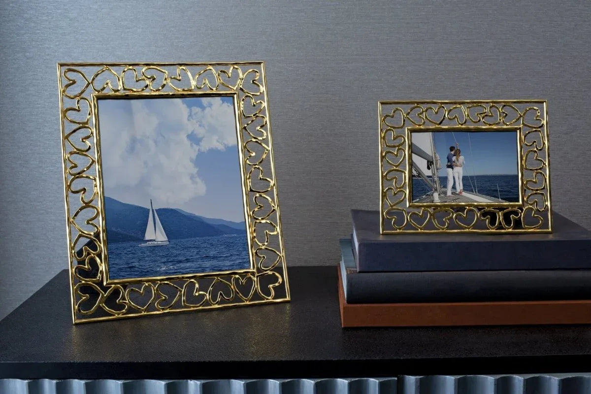 Michael Aram Heart gold picture frames styled on books