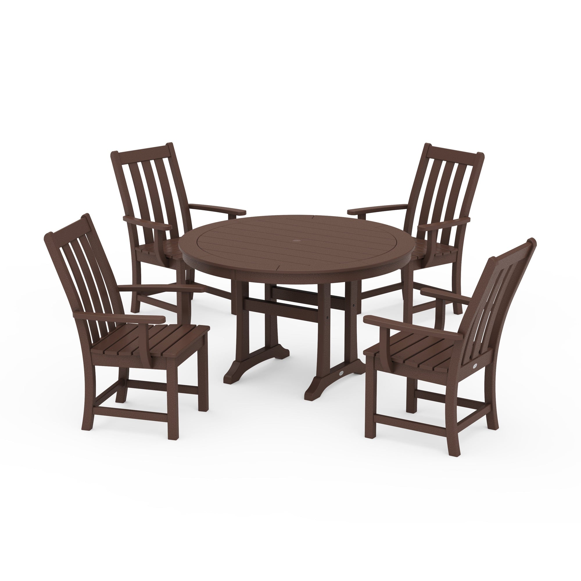 Vineyard 5-Piece Round Dining Set with Trestle Legs