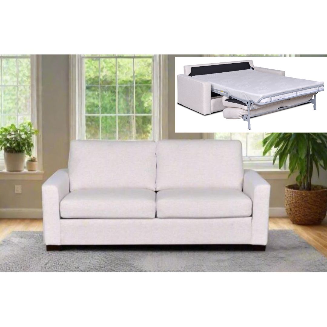 Sleeper Sofa 79" Queen Easy Open Pop-Up With Cool Memory Foam Mattress in Performance Fabric Nomad Snow