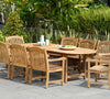 Harbour Teak 71-95&quot; Oval Extendable 7-Piece Outdoor Dining Set (with 6 Sanur Woven Armchairs)