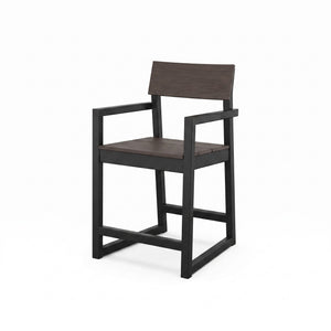 Polywood EDGE Two-Tone Counter Arm Chair — Black / Driftwood two-tone — view 2