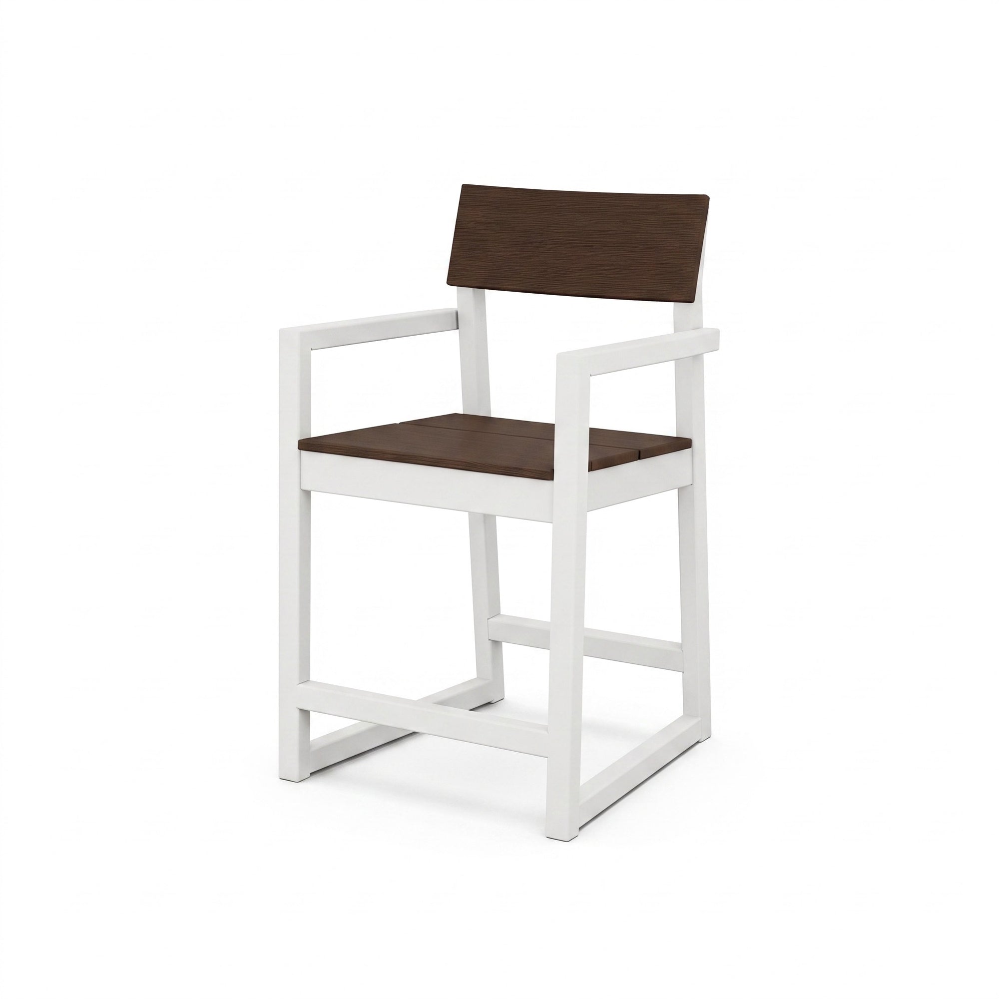 Polywood EDGE Two-Tone Counter Arm Chair — White / Kona two-tone