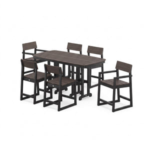 Polywood EDGE Two-Tone 7-Piece Counter Set — Black / Driftwood two-tone — view 2