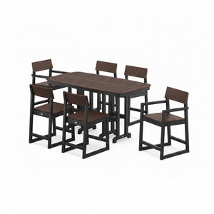 Polywood EDGE Two-Tone 7-Piece Counter Set — Black / Kona two-tone — view 6
