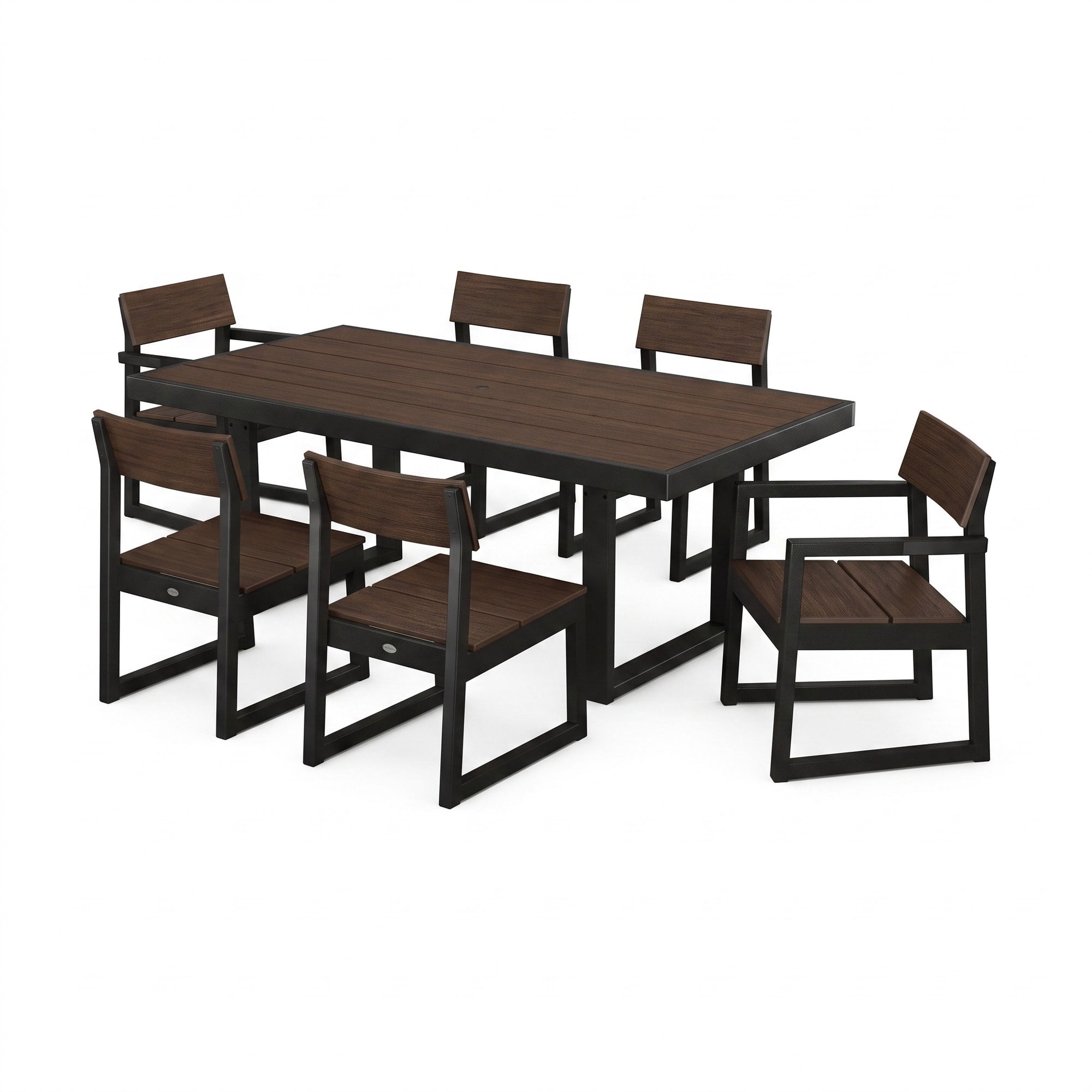 Polywood EDGE Two-Tone 7-Piece Dining Set — Black / Kona two-tone