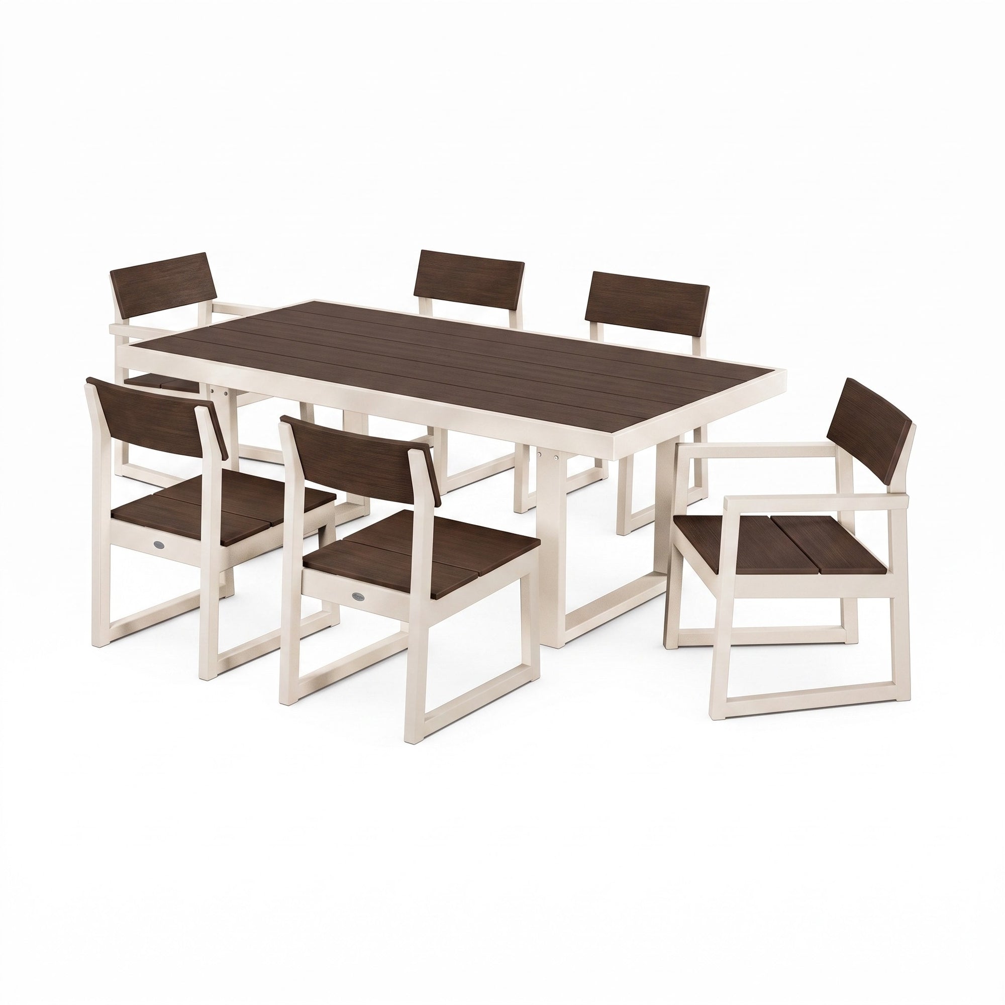 Polywood EDGE Two-Tone 7-Piece Dining Set — Sand / Kona two-tone