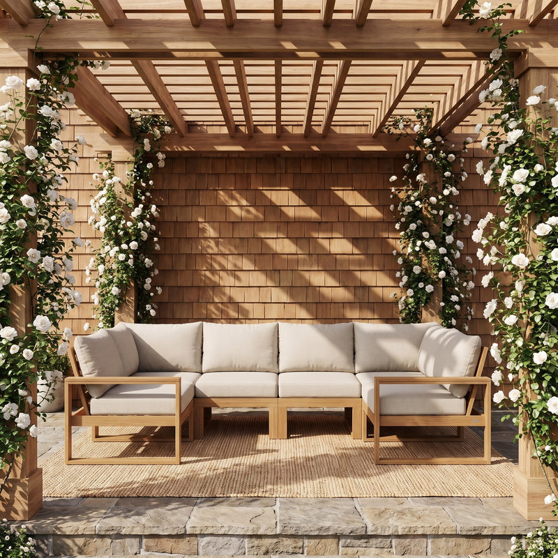 Polywood EDGE Modular 4-Piece Deep Seating Sofa - Select Two-Tone in a Long Island backyard setting