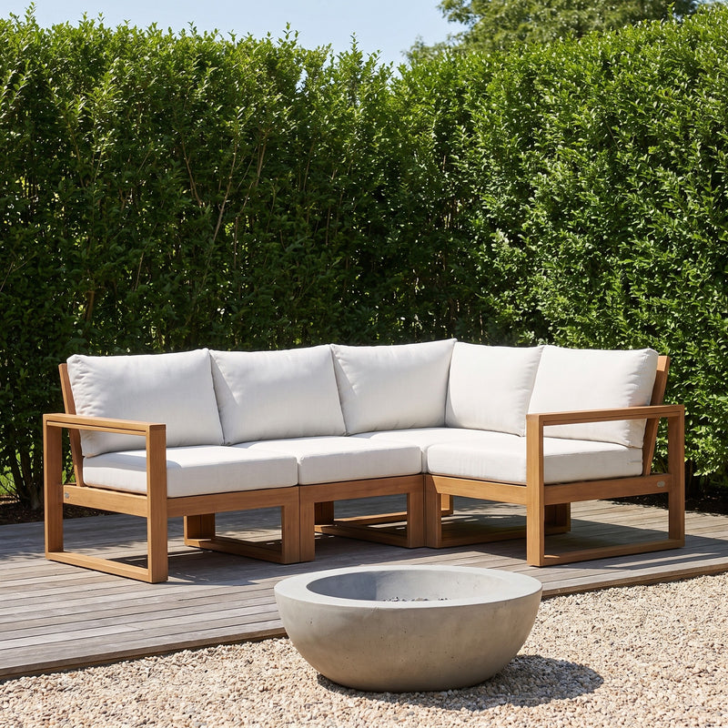 Polywood EDGE Modular 5-Piece Sectional - Select Two-Tone in a Long Island backyard setting