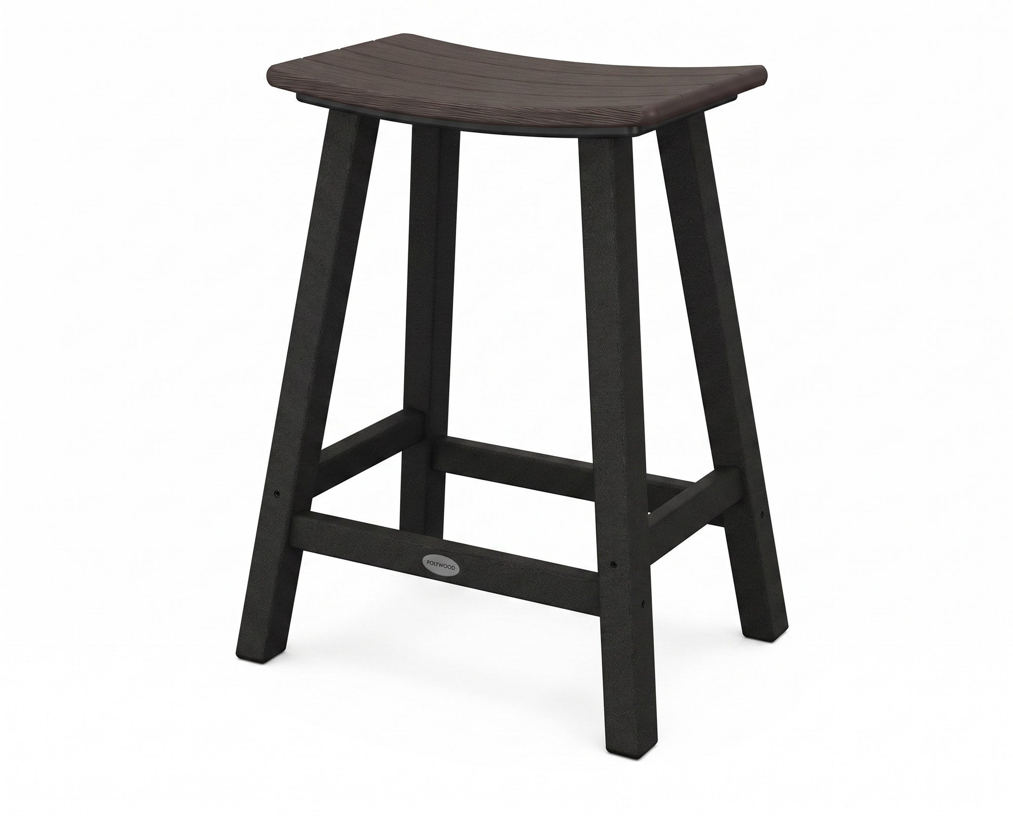 Polywood Contempo 24" Counter Stool - Two-Tone — Black / Driftwood two-tone