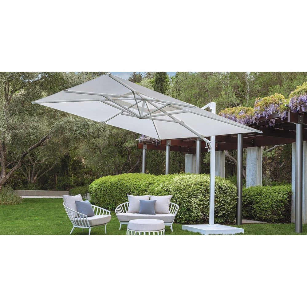 Polaris 13-Foot Cantilever Umbrella with Base - Treasure Garden Commercial Grade High-Performance in White (FLOOR SAMPLE)