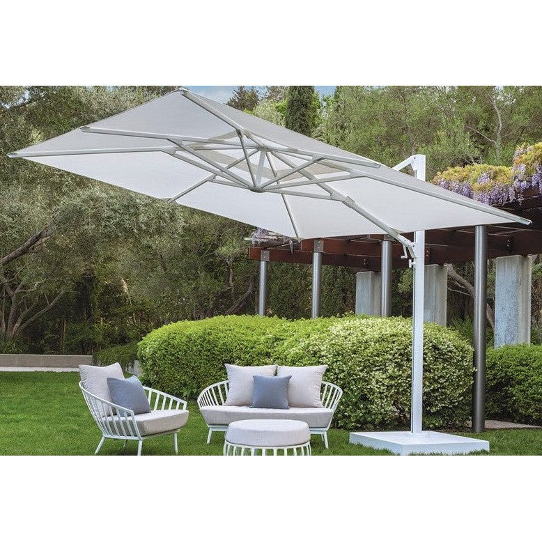 Polaris 13-Foot Cantilever Umbrella with Base - Treasure Garden Commercial Grade High-Performance in White (FLOOR SAMPLE)