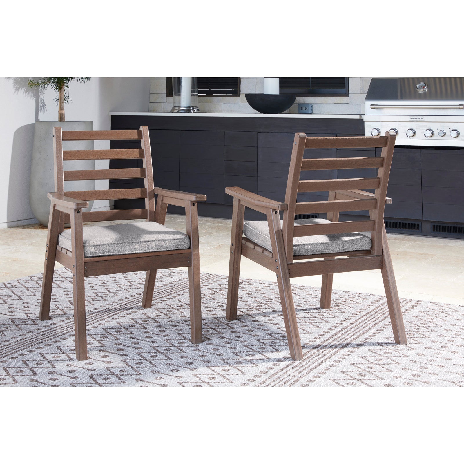Poly Redwood Outdoor Arm/Dining Chair With Cushion