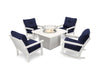 Polywood Outdoor Vineyard Deep Seating Rocking Chair in White With Navy Cushions