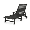 Polywood Outdoor Nautical Pool Chaise with Arms &amp; Wheels
