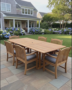 Video: the Bali teak dining set on a garden patio — view 2