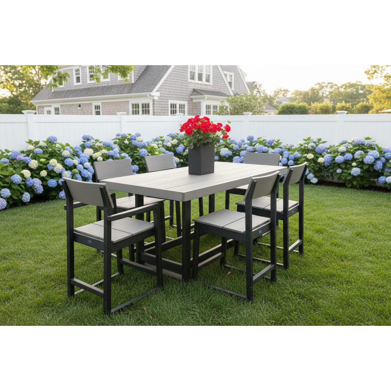 Polywood Edge 7-Pc Counter Height Outdoor Dining Set (Gray)
