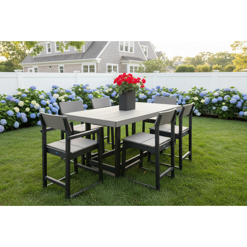 Polywood Edge 7-Pc Counter Height Outdoor Dining Set (Gray)
