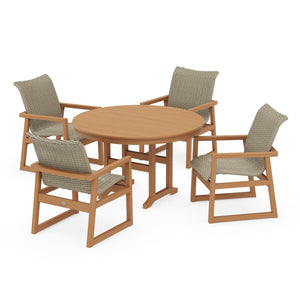 Polywood EDGE Woven 5-Piece Round Dining Set - Two-Tone — view 3