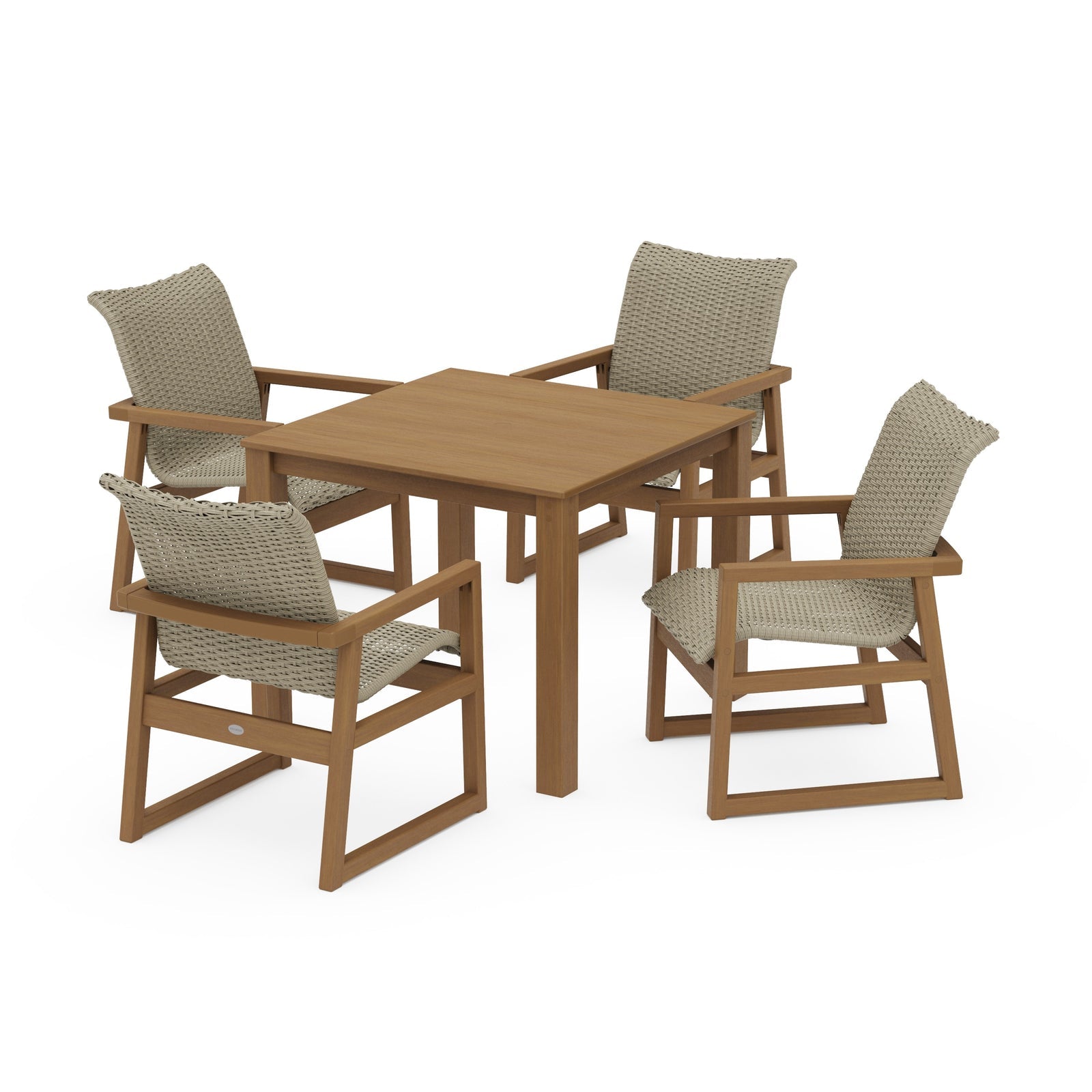 Polywood EDGE Woven 5-Piece Parsons Dining Set - Two-Tone