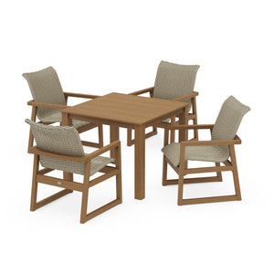 Polywood EDGE Woven 5-Piece Parsons Dining Set - Two-Tone — view 3