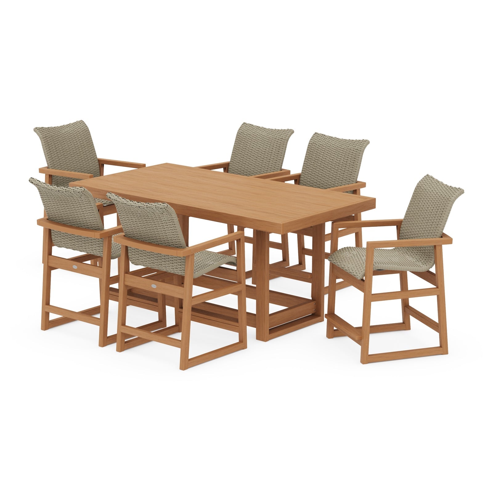 Polywood EDGE Woven 7-Piece Counter Set - Two-Tone