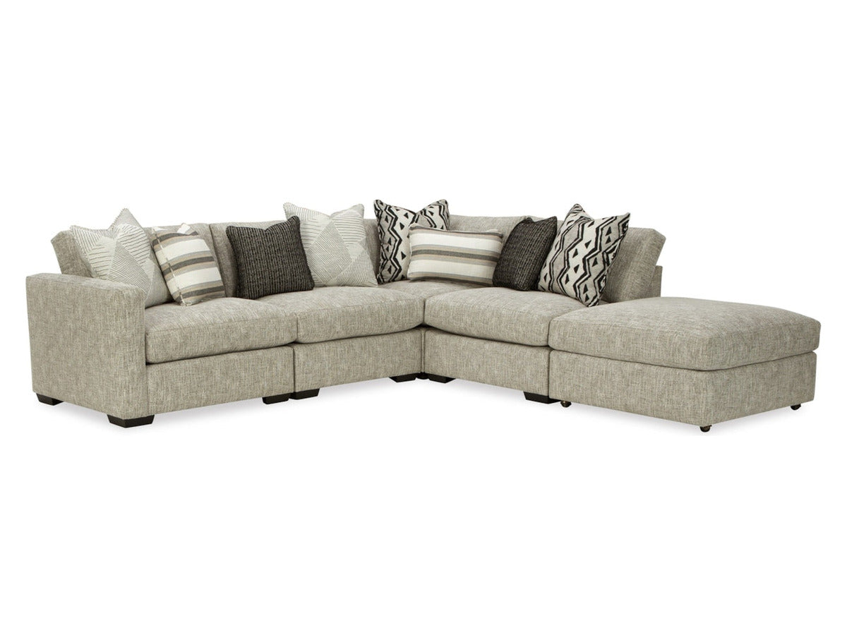 Rhodes 41 Modular 5-Pc Sectional in Rhodes-41 pebble tweed, angled view