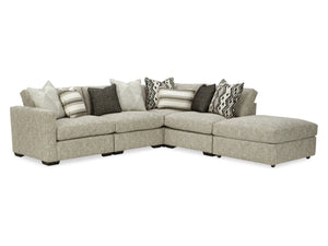 Rhodes 41 Modular 5-Pc Sectional in Rhodes-41 pebble tweed, angled view — view 1