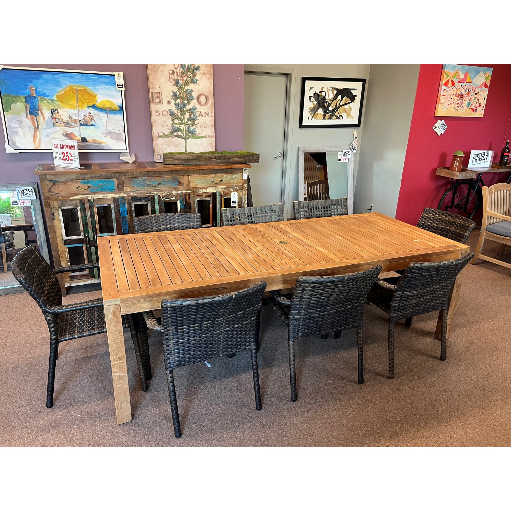 Katana Teak Outdoor Patio Dining Table 86&quot; Rectangular