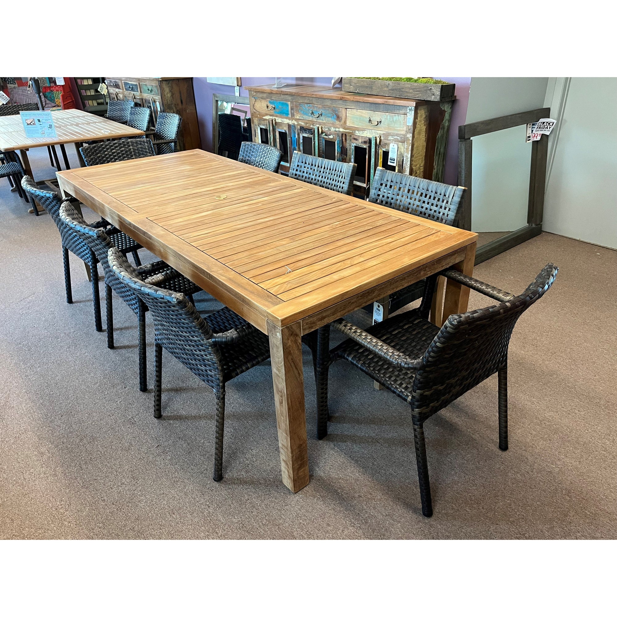 Katana Teak Outdoor Patio Dining Table 86&quot; Rectangular