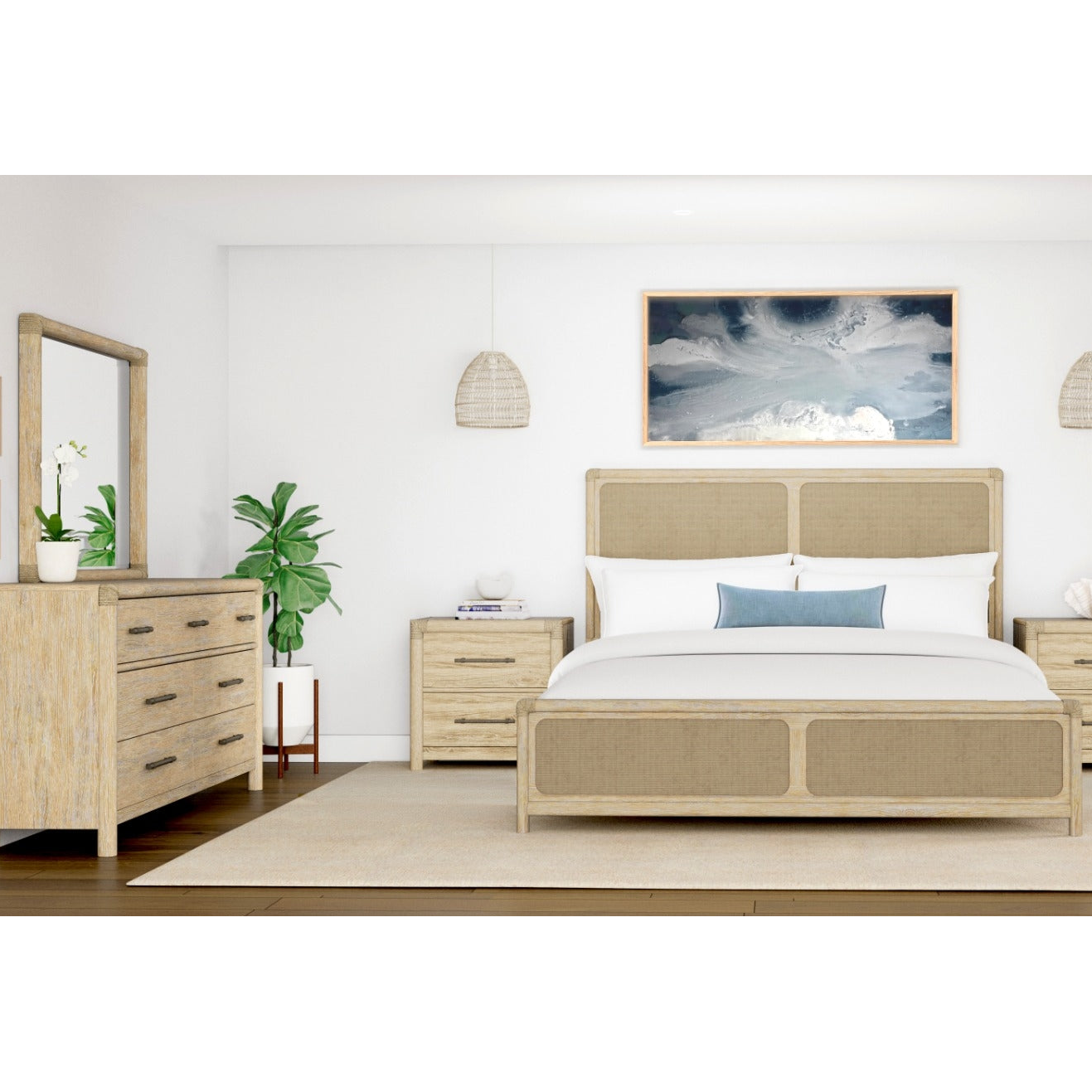 Hilton Head Coastal 3-Pc Woven Bedroom Set (Bed + Dresser + Nightstand)
