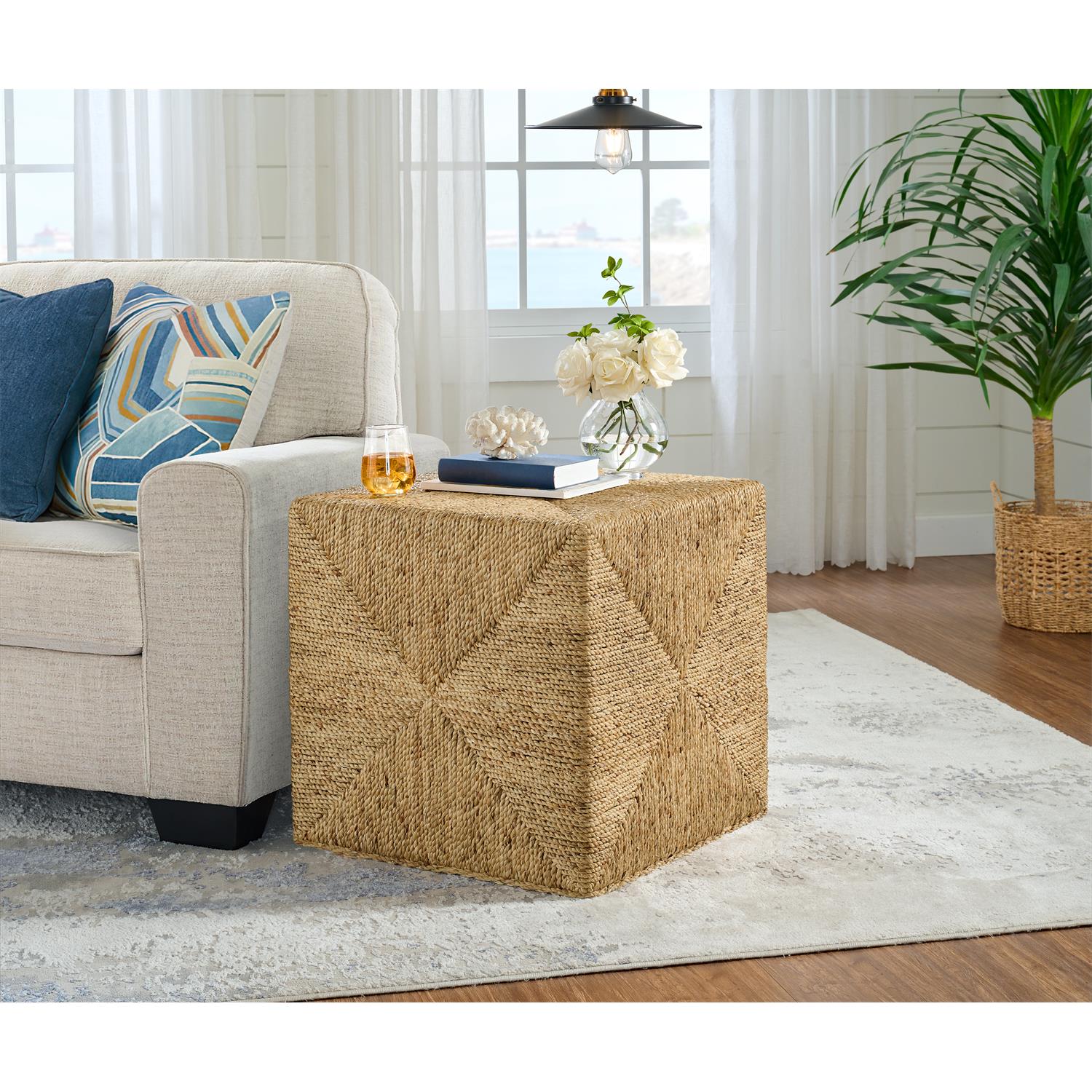 Hilton Head 22" Woven Cube End Table