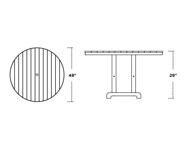POLYWOOD 48&quot; Round Outdoor Table -Farmhouse Style  Dining, Counter or Bar Height