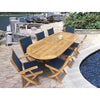 Harbour Teak 71-95&quot; Oval Extendable 7-Piece Outdoor Dining Set with 6 Yacht Armchairs