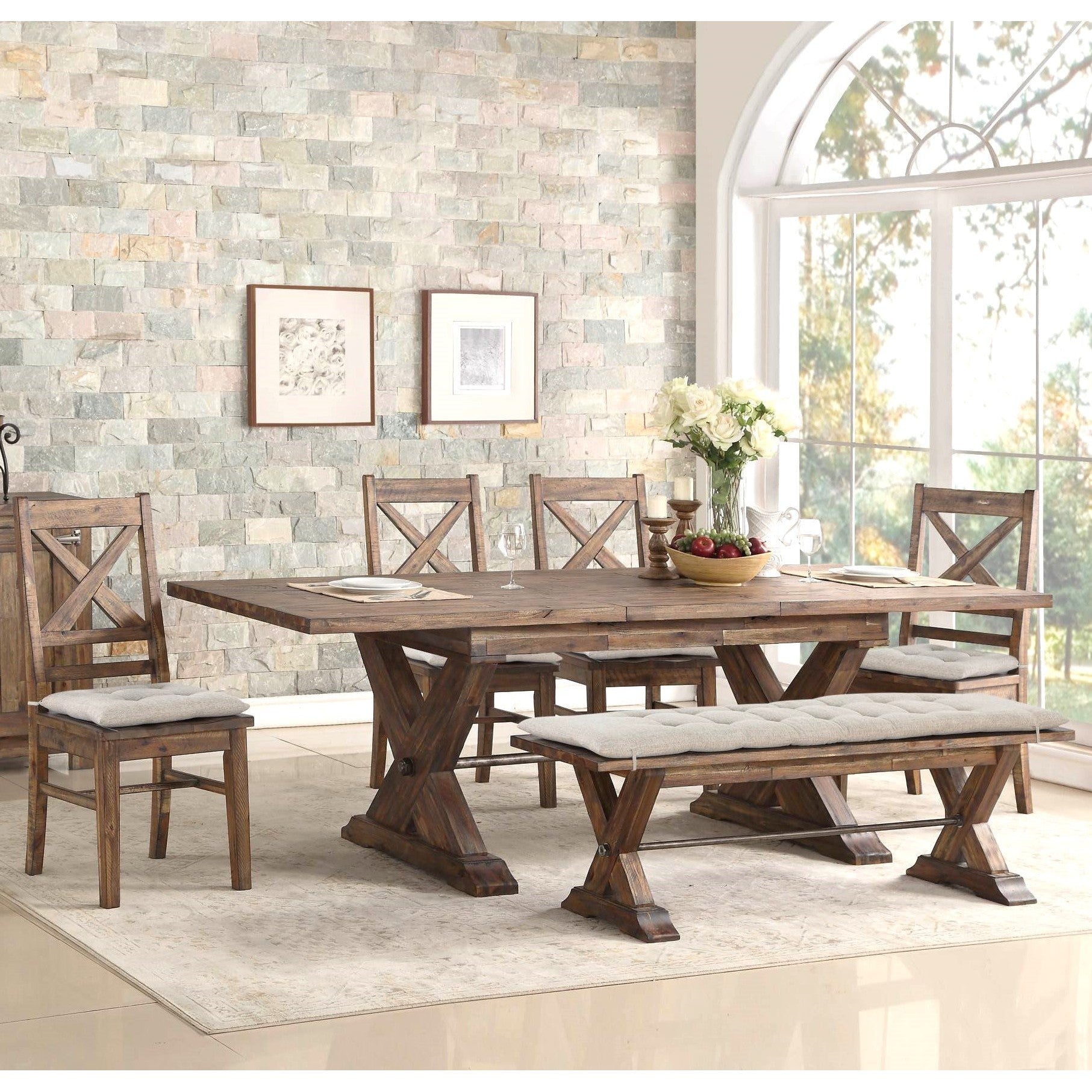 Rustic Extendable (75-94") Dining Set with Butterfly Leaf