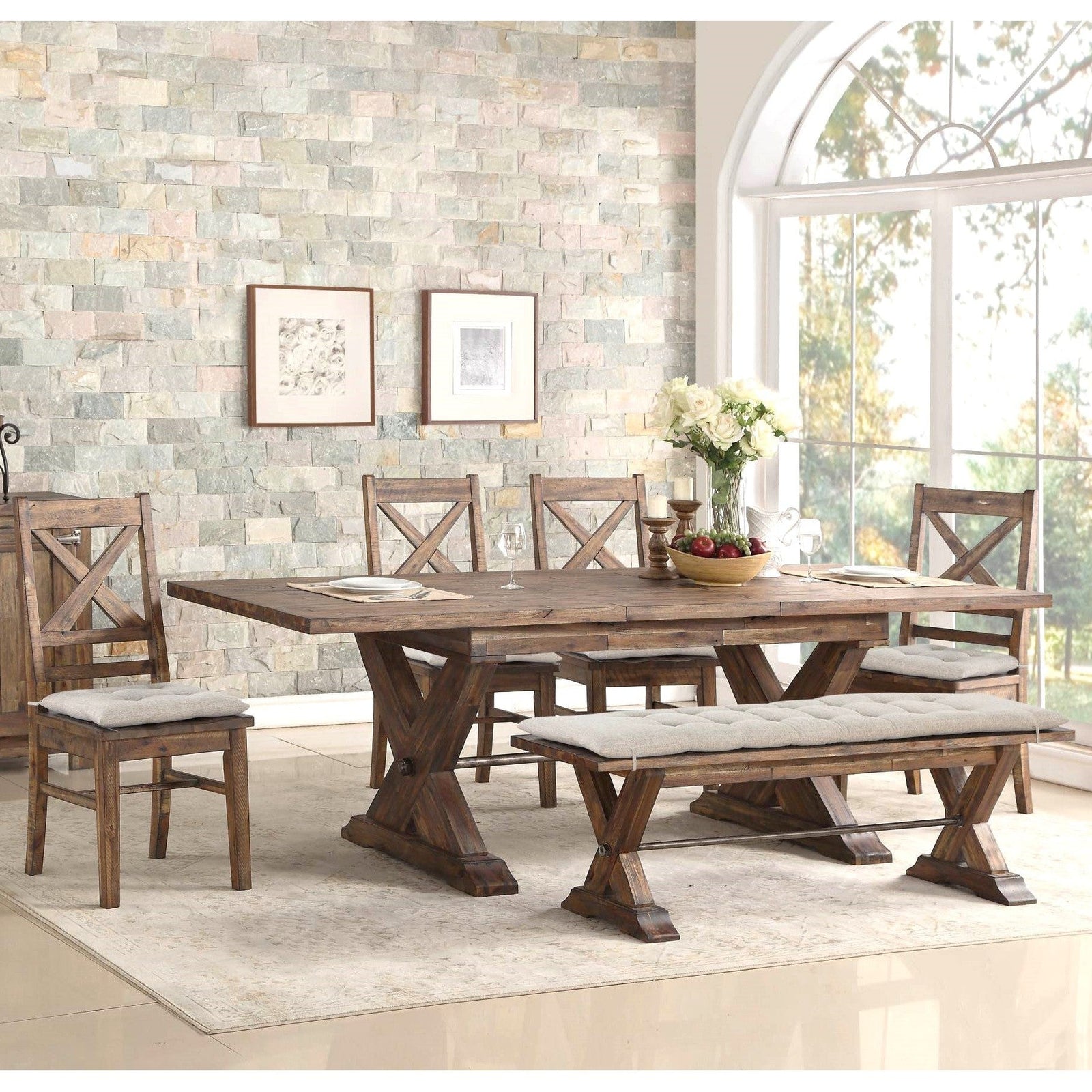 Rustic Extendable (75-94") 7pc Dining Set with Butterfly Leaf