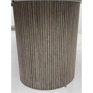 Close-up of the vertical reeded pedestal on the Sienna dining table — view 9