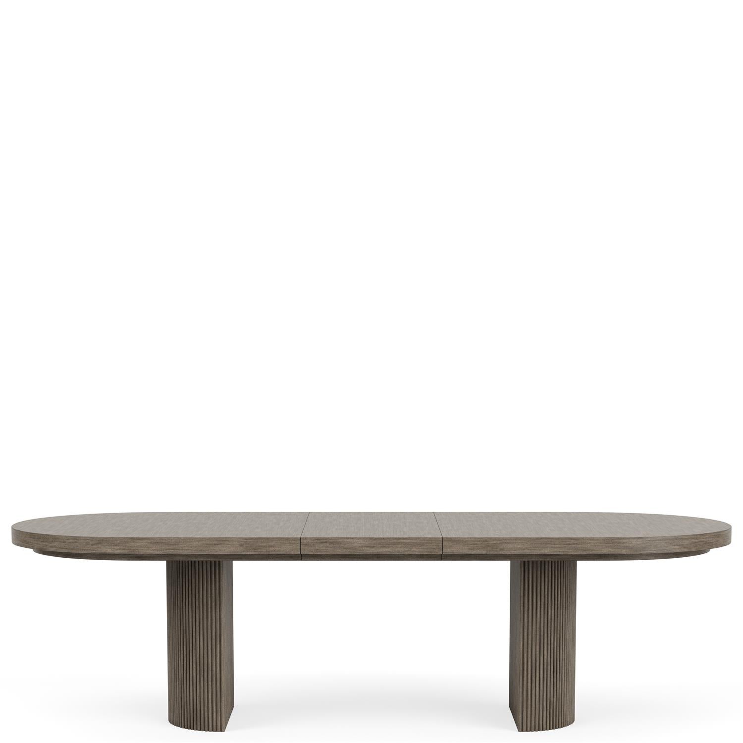 Sienna dining table extended to 108 inches, front view