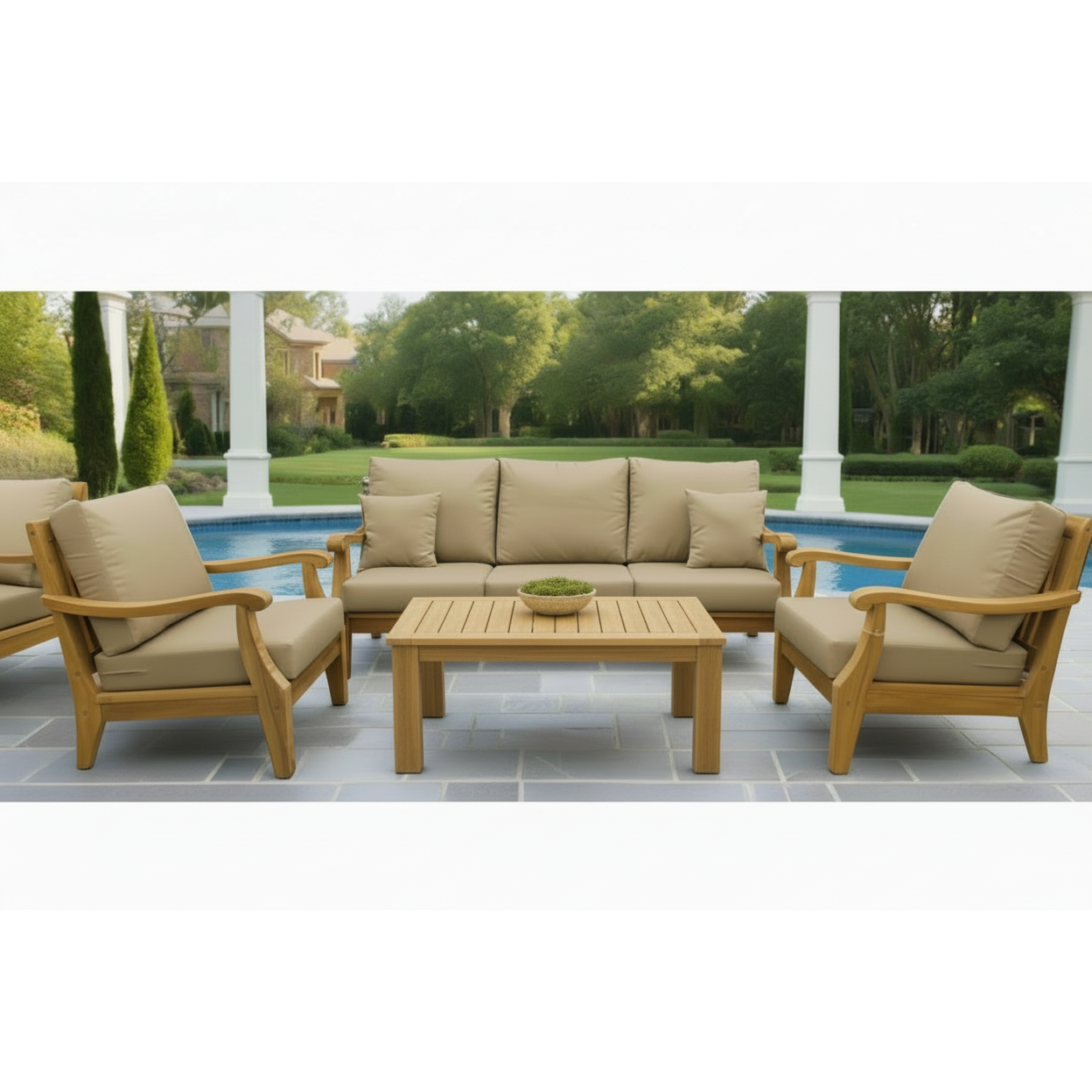 Bermuda Teak 4pc Outdoor Seating Set