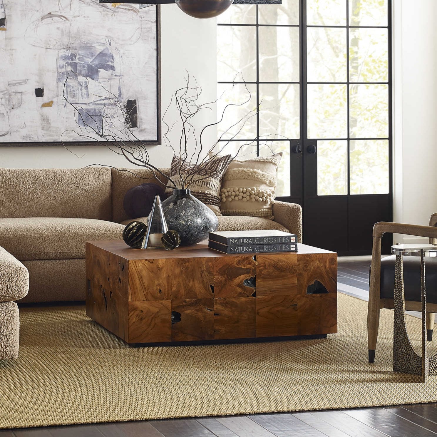 Teak 43" Square Caramel Coffee Table