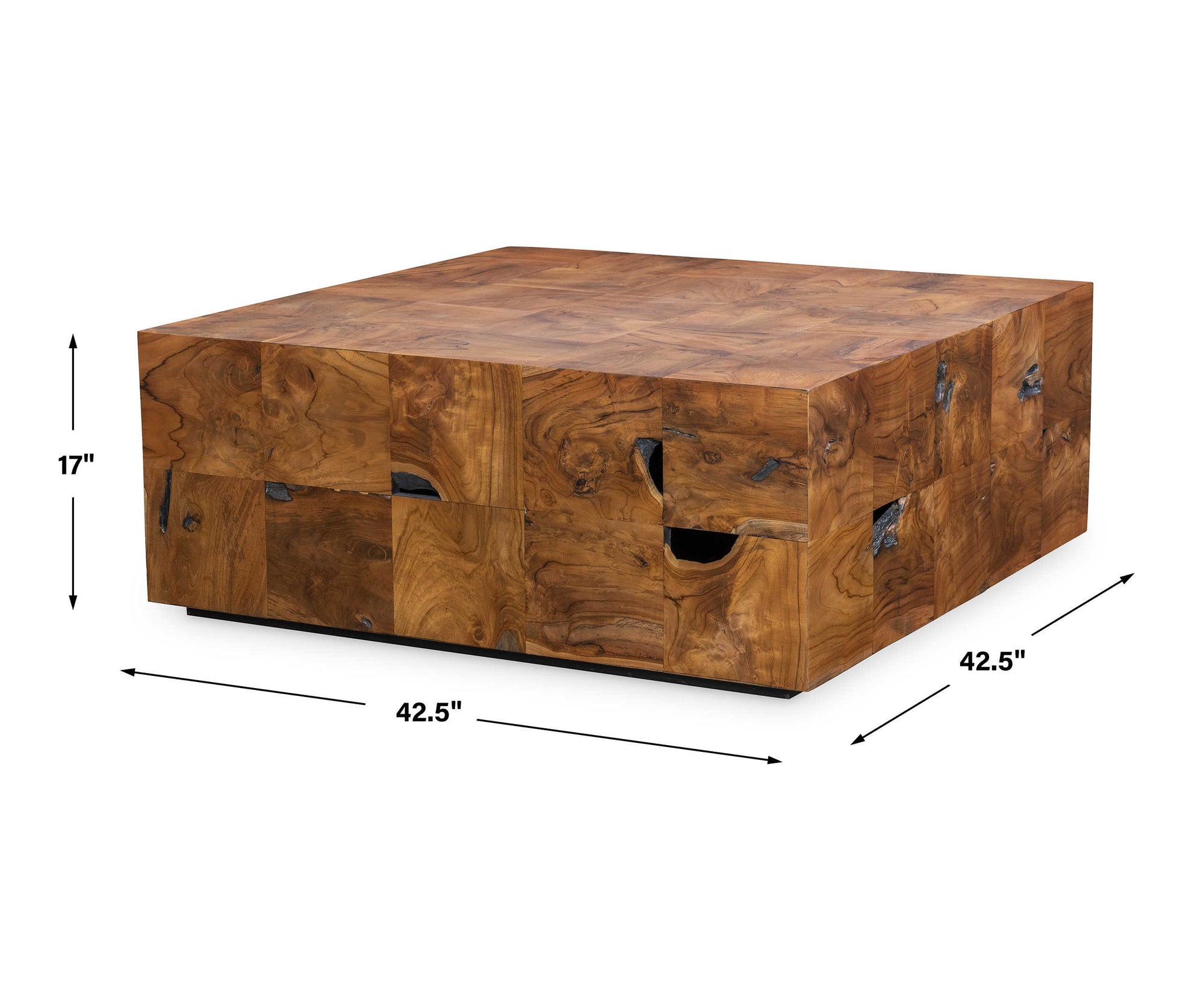 Teak 43" Square Caramel Coffee Table