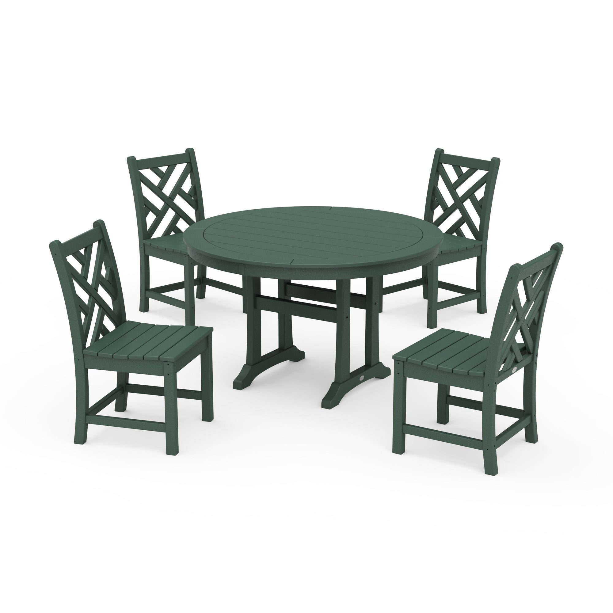 Chippendale Side Chair 5-Piece Round Dining Set With Trestle Legs