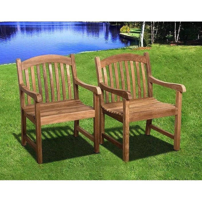 Katana Teak 7pc Outdoor Dining Set (Teak 86&quot; Rectangular Table with 6 Teak Tista Armchairs +FREE Cushions)