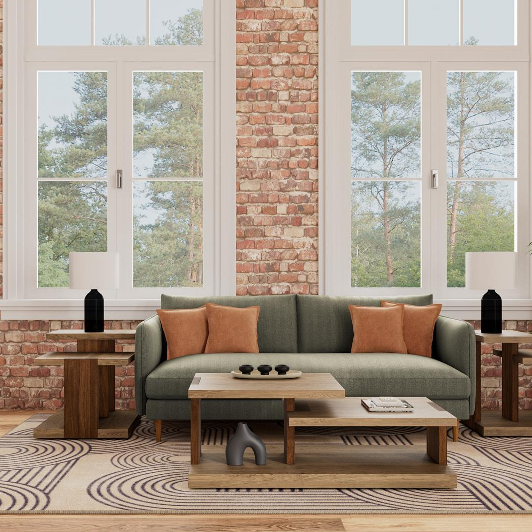 Oak & Walnut Tiered 48" Coffee Table