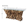 Teak Root Console Table 67 x 26&quot; With Thick Glass Top