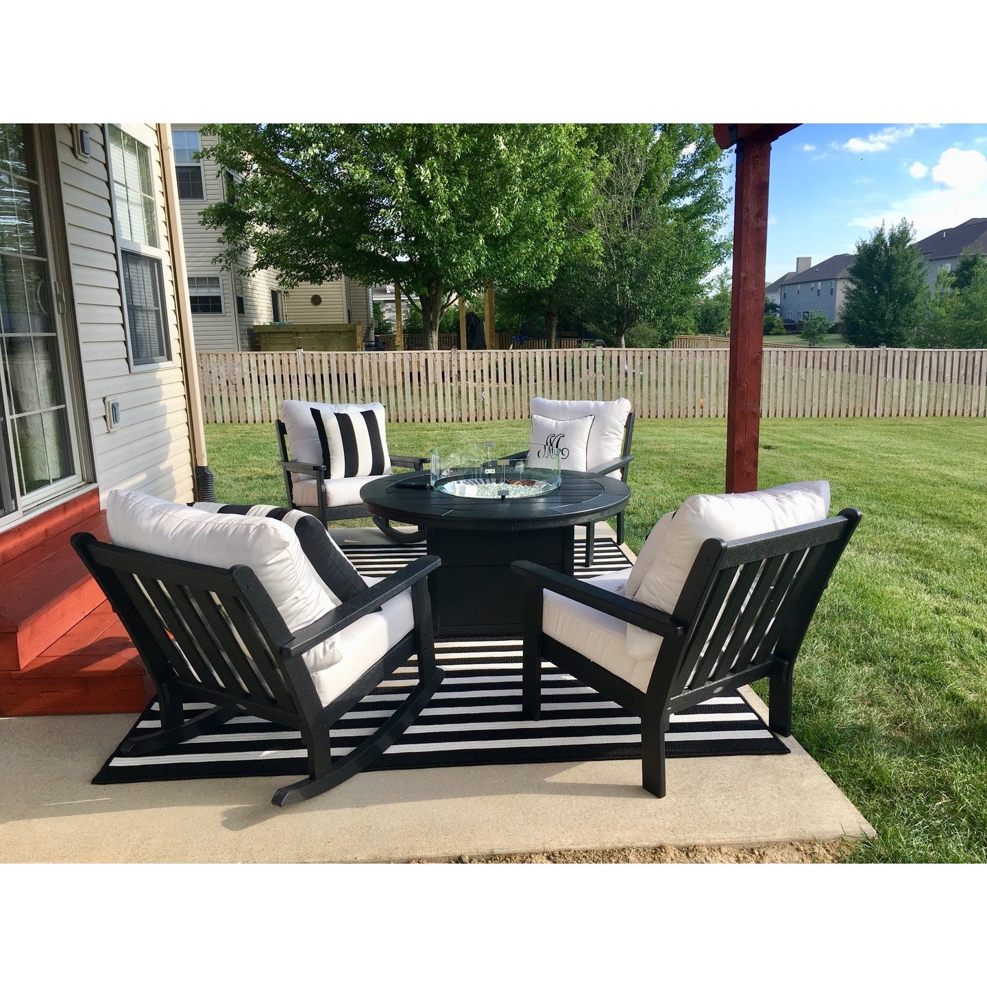 Polywood Outdoor Vineyard Deep Seating Rocking Chair in White With Nav ...