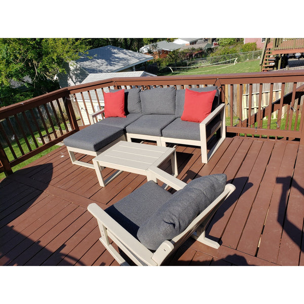 Polywood Outdoor Vineyard Deep Seating Rocking Chair in White With Nav ...