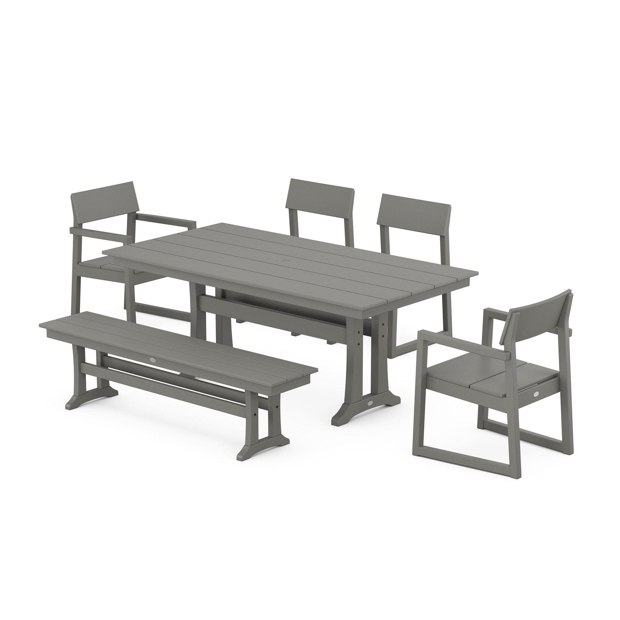 EDGE 6-Piece Farmhouse Dining Set With Trestle Legs